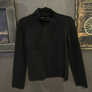Black Med Zara Mock turtle neck with flap neck scarf-NWT
